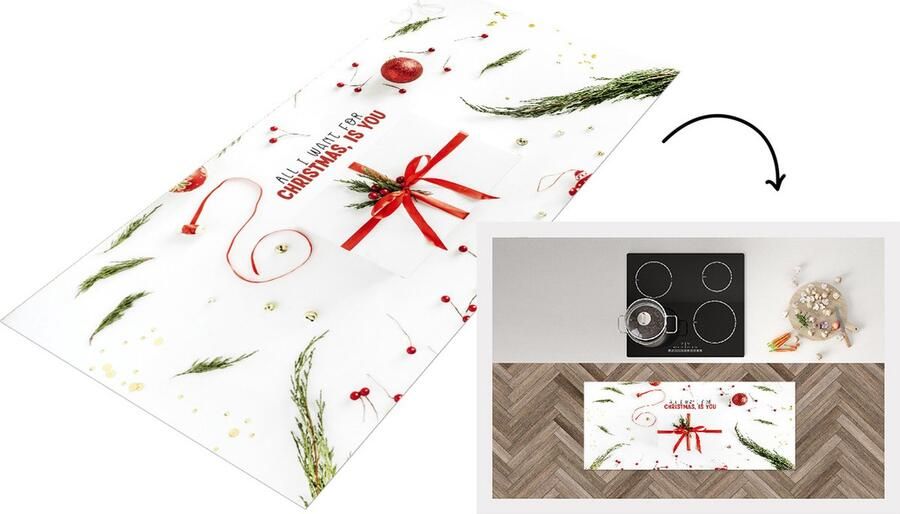 KitchenYeah Keukenloper Loper keuken Winter Quote Rood Kerst 120x50 cm Keukenloper vinyl