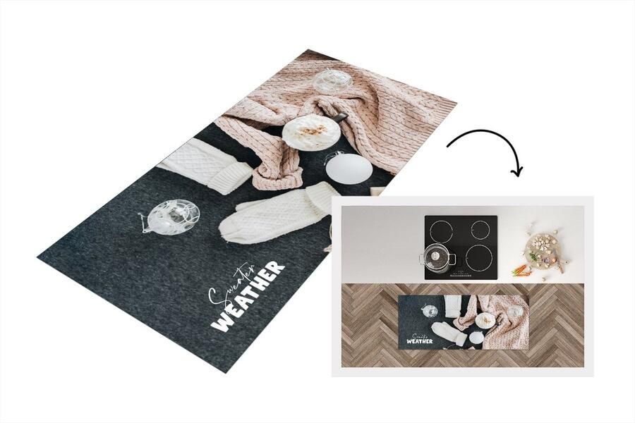 KitchenYeah Keukenloper Loper keuken Winter Quote Trui 120x50 cm Keukenloper vinyl