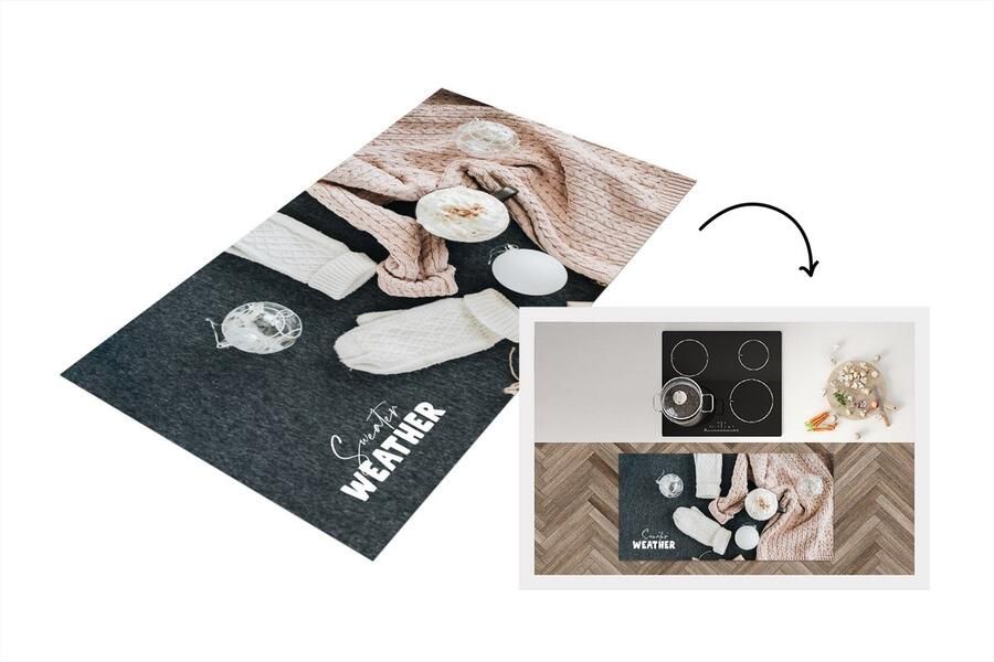 KitchenYeah Keukenloper Loper keuken Winter Quote Trui 120x60 cm Keukenloper vinyl