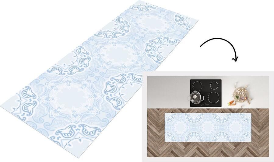 KitchenYeah Keukenloper Loper keuken Winter Sneeuw Abstract Luxe 180x60 cm Keukenloper vinyl