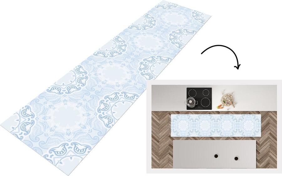 KitchenYeah Keukenloper Loper keuken Winter Sneeuw Abstract Luxe 240x60 cm Keukenloper vinyl