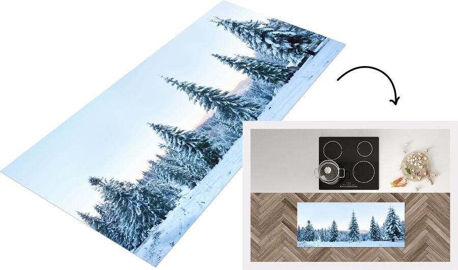 KitchenYeah Keukenloper Loper keuken Winter Sneeuw Bomen 120x50 cm Keukenloper vinyl