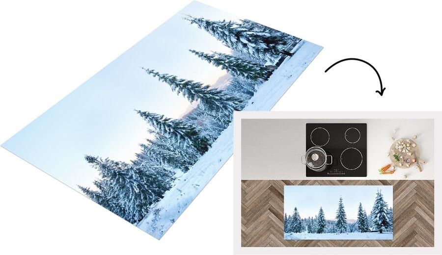 KitchenYeah Keukenloper Loper keuken Winter Sneeuw Bomen 120x60 cm Keukenloper vinyl