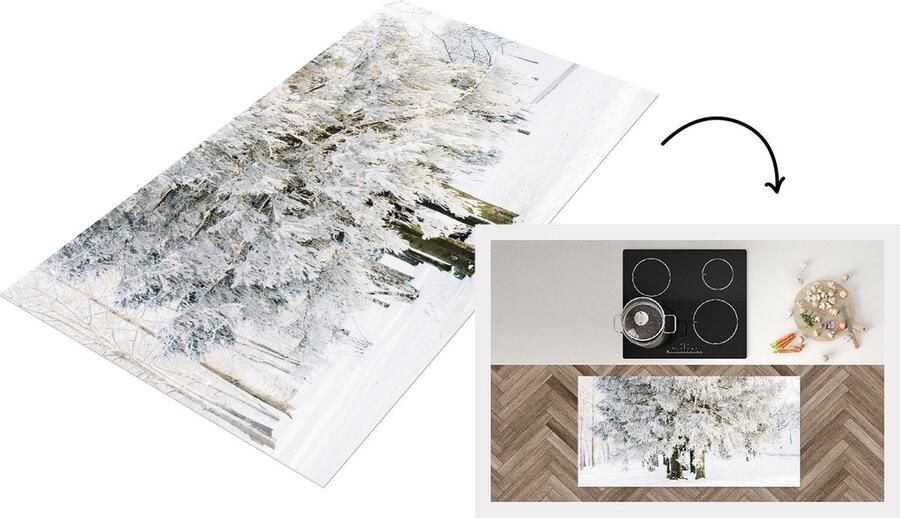 KitchenYeah Keukenloper Loper keuken Winter Sneeuw Boom 120x60 cm Keukenloper vinyl