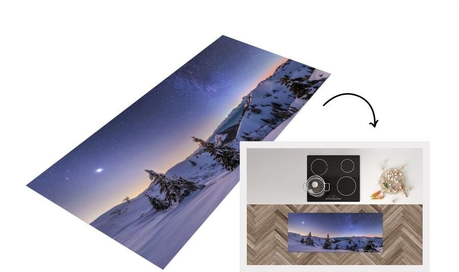 KitchenYeah Keukenloper Loper keuken Winter Sneeuw Nacht Bomen 120x50 cm Keukenloper vinyl