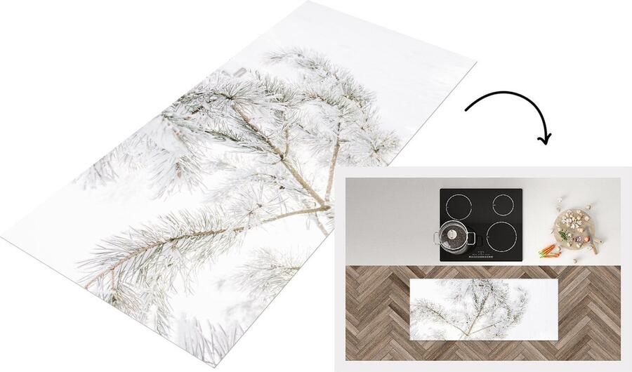 KitchenYeah Keukenloper Loper keuken Winter Sneeuw Takken 120x50 cm Keukenloper vinyl