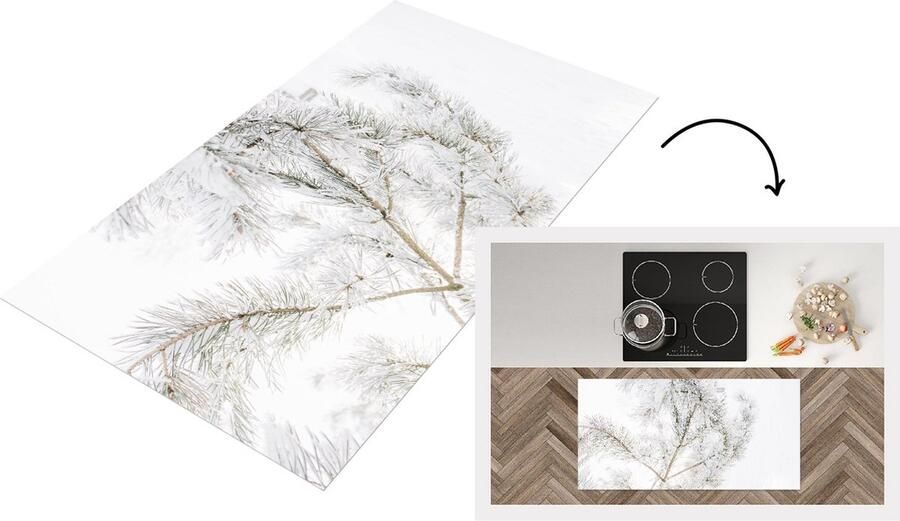 KitchenYeah Keukenloper Loper keuken Winter Sneeuw Takken 120x60 cm Keukenloper vinyl