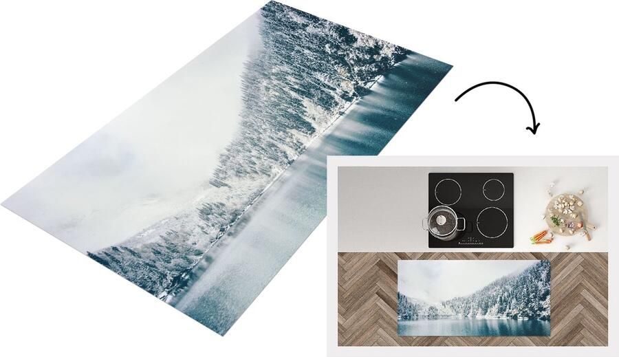 KitchenYeah Keukenloper Loper keuken Winter Water Sneeuw 120x60 cm Keukenloper vinyl