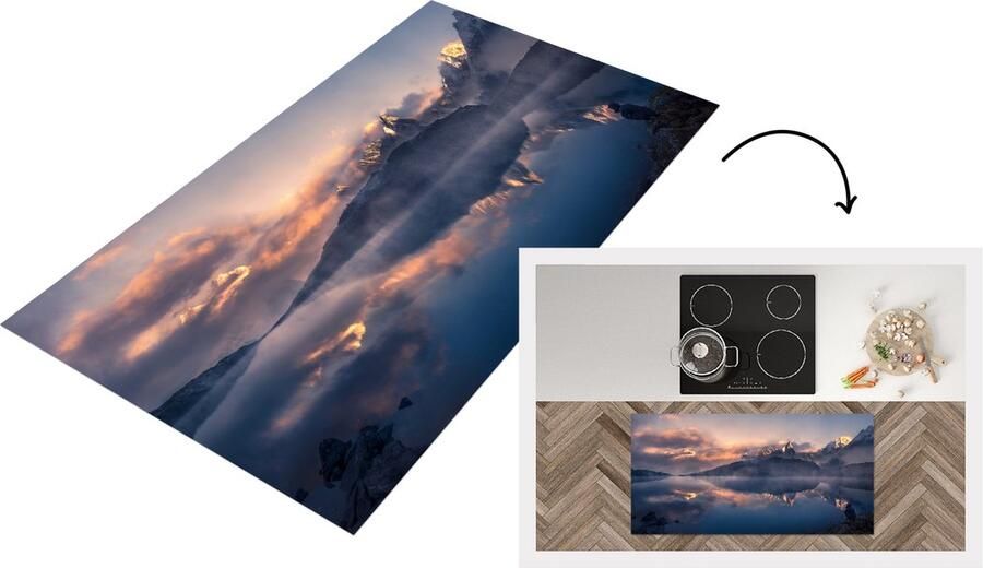 KitchenYeah Keukenloper Loper keuken Winters landschap bij zonsondergang 120x60 cm Keukenloper vinyl