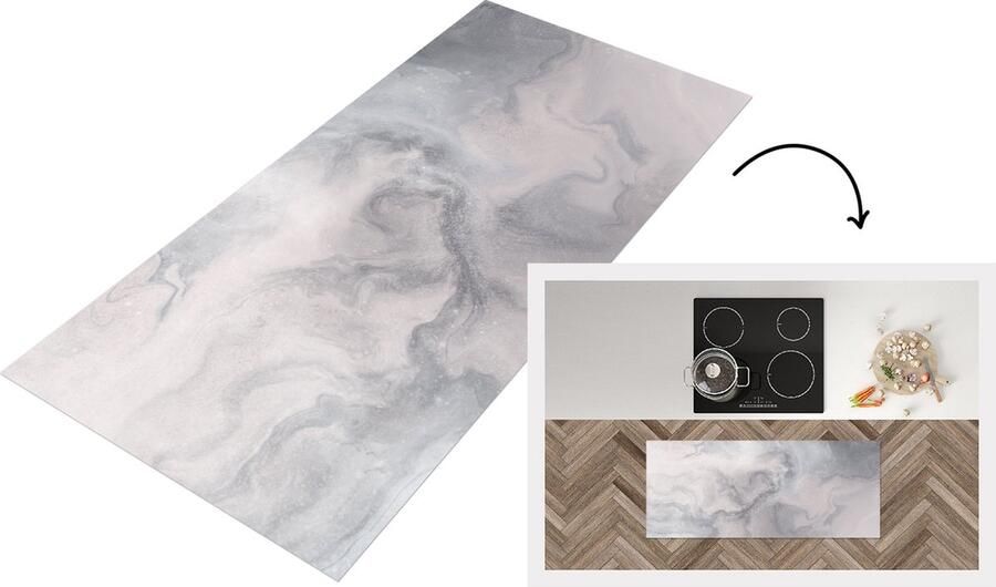 KitchenYeah Keukenloper Loper keuken Wolken Abstract Verf 120x50 cm Keukenloper vinyl