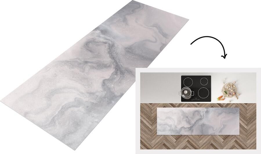 KitchenYeah Keukenloper Loper keuken Wolken Abstract Verf 150x50 cm Keukenloper vinyl
