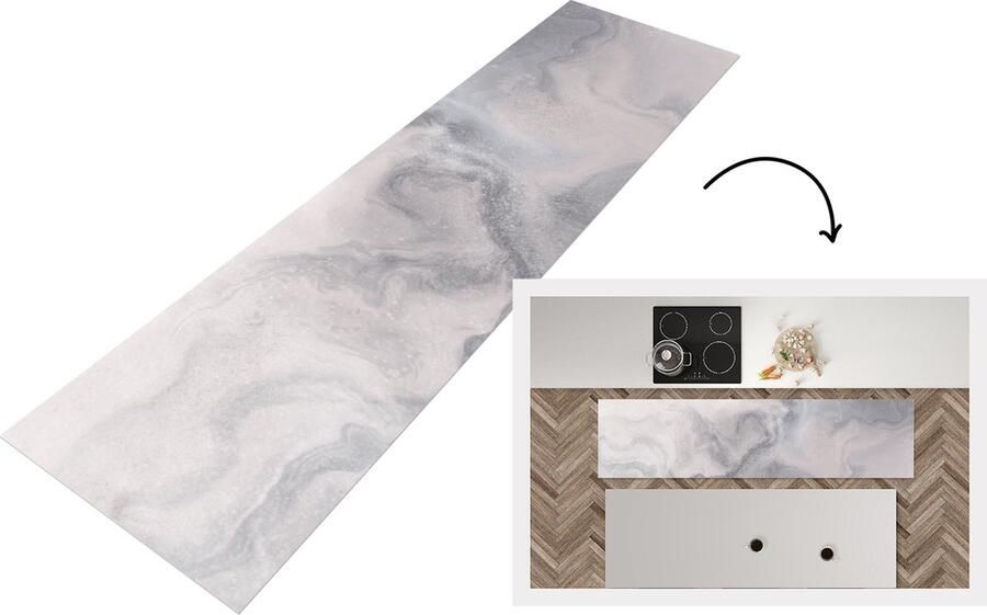KitchenYeah Keukenloper Loper keuken Wolken Abstract Verf 200x50 cm Keukenloper vinyl