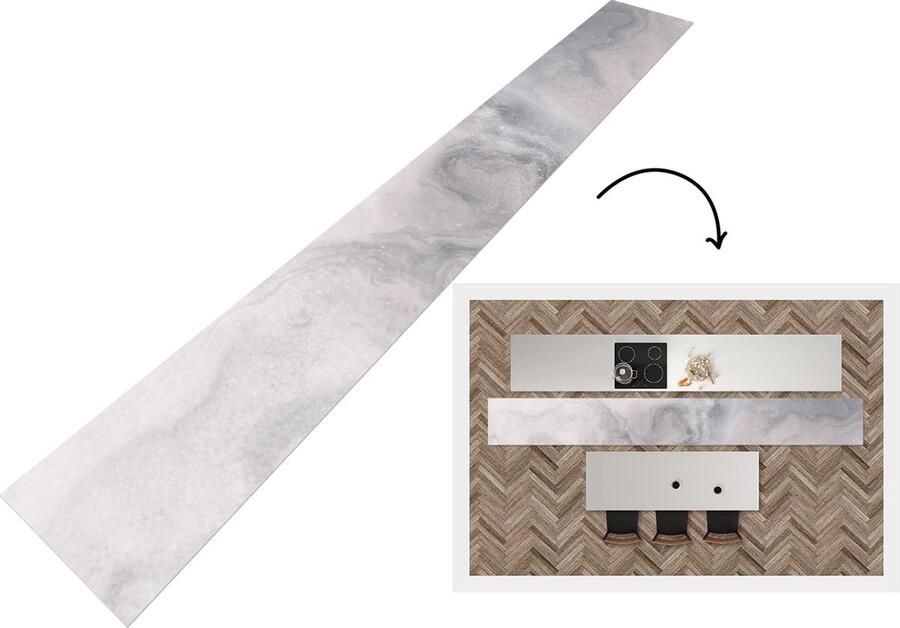 KitchenYeah Keukenloper Loper keuken Wolken Abstract Verf 400x50 cm Keukenloper vinyl