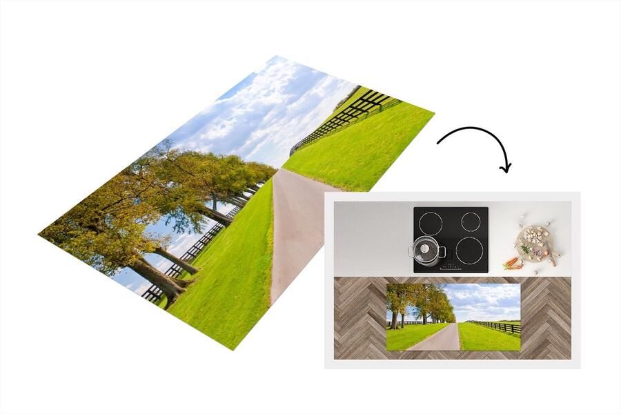 KitchenYeah Keukenloper Loper keuken Wolken Bomen Weg 120x60 cm Keukenloper vinyl