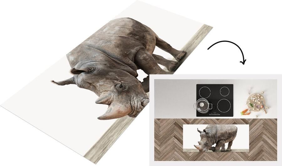 KitchenYeah Keukenloper Loper keuken Woonkamer Neushoorn 120x50 cm Keukenloper vinyl