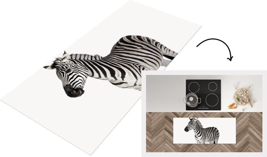KitchenYeah Keukenloper Loper keuken Woonkamer Zebra 120x50 cm Keukenloper vinyl