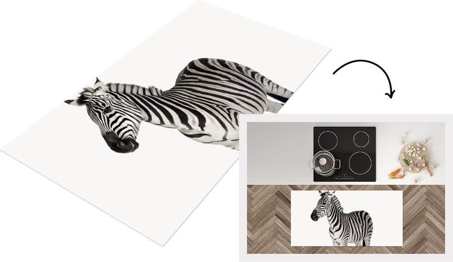 KitchenYeah Keukenloper Loper keuken Woonkamer Zebra 120x60 cm Keukenloper vinyl