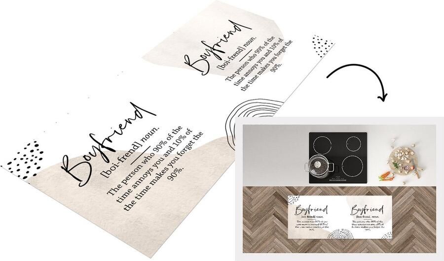 KitchenYeah Keukenloper Loper keuken Woordenboek Boyfriend Quotes 120x50 cm Keukenloper vinyl