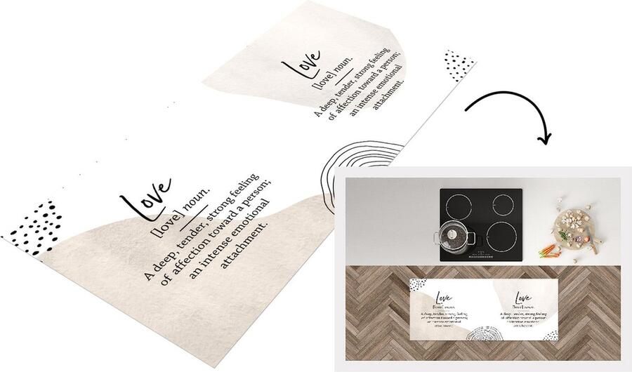 KitchenYeah Keukenloper Loper keuken Woordenboek Liefde Quotes 120x50 cm Keukenloper vinyl