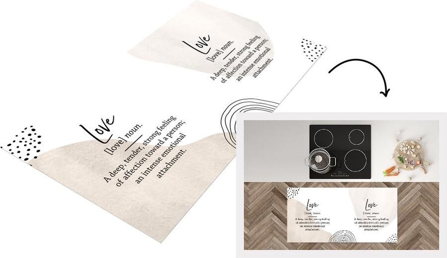 KitchenYeah Keukenloper Loper keuken Woordenboek Liefde Quotes 120x60 cm Keukenloper vinyl