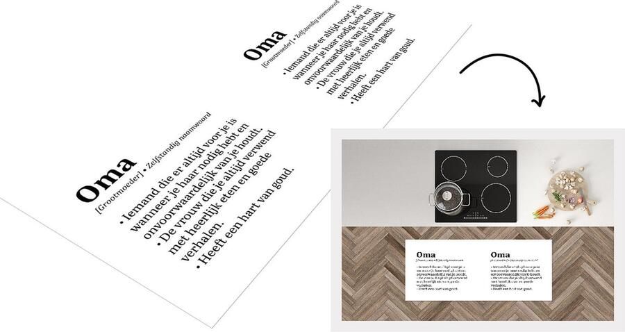 KitchenYeah Keukenloper Loper keuken Woordenboek Quotes 'Oma' Spreuken 120x50 cm Keukenloper vinyl