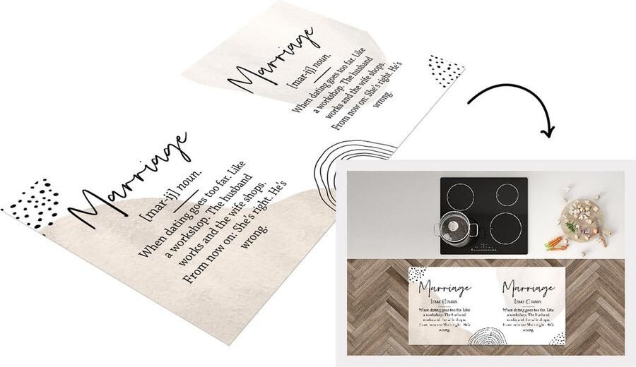 KitchenYeah Keukenloper Loper keuken Woordenboek Trouwen Quotes 120x60 cm Keukenloper vinyl