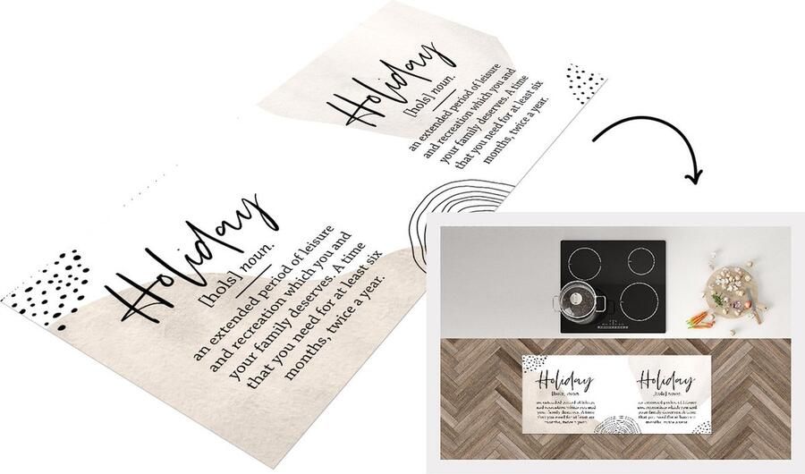 KitchenYeah Keukenloper Loper keuken Woordenboek Vakantie Quotes 120x50 cm Keukenloper vinyl