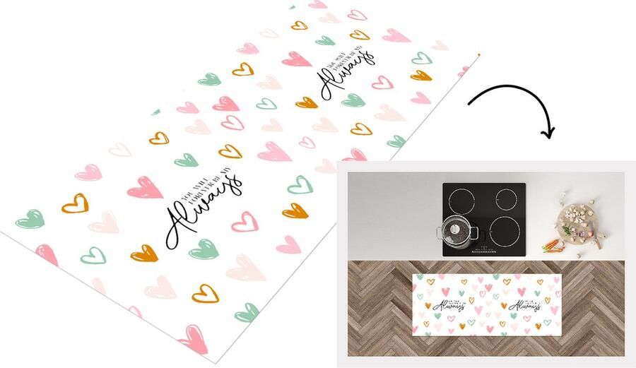 KitchenYeah Keukenloper Loper keuken You will forever be my always Voor altijd Quotes Spreuken Liefde 120x50 cm Keukenloper vinyl