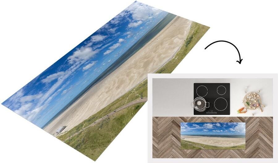 KitchenYeah Keukenloper Loper keuken Zand Water Waddeneilanden 120x50 cm Keukenloper vinyl