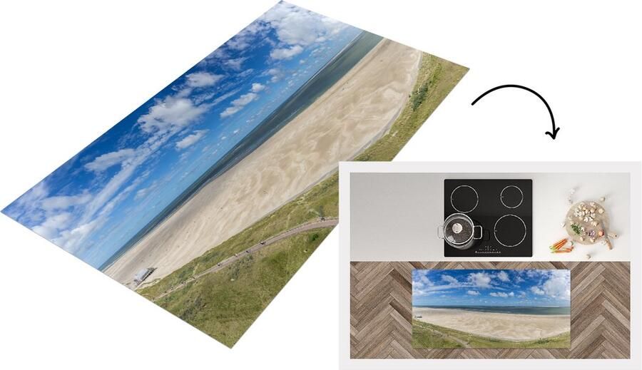 KitchenYeah Keukenloper Loper keuken Zand Water Waddeneilanden 120x60 cm Keukenloper vinyl