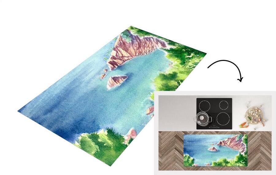 KitchenYeah Keukenloper Loper keuken Zee Berg Bos 120x60 cm Keukenloper vinyl