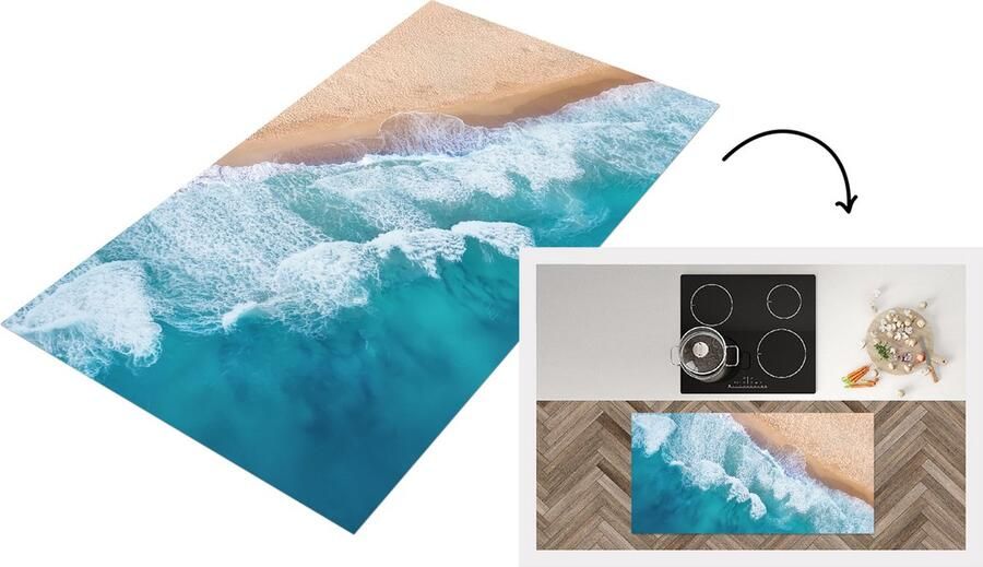 KitchenYeah Keukenloper Loper keuken Zee Golf Zomer 120x60 cm Keukenloper vinyl