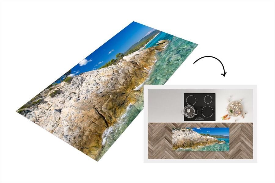 KitchenYeah Keukenloper Loper keuken Zee Klif Zomer Tropisch 120x50 cm Keukenloper vinyl