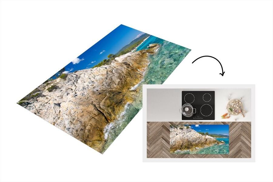 KitchenYeah Keukenloper Loper keuken Zee Klif Zomer Tropisch 120x60 cm Keukenloper vinyl