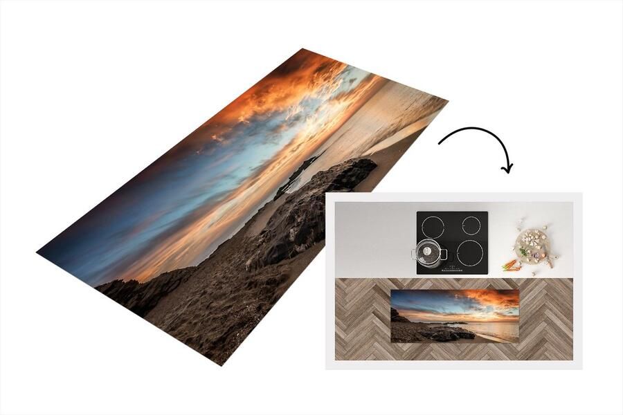 KitchenYeah Keukenloper Loper keuken Zee Lucht Strand 120x50 cm Keukenloper vinyl