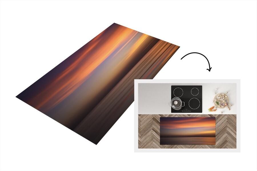 KitchenYeah Keukenloper Loper keuken Zee Oranje Lucht 120x60 cm Keukenloper vinyl