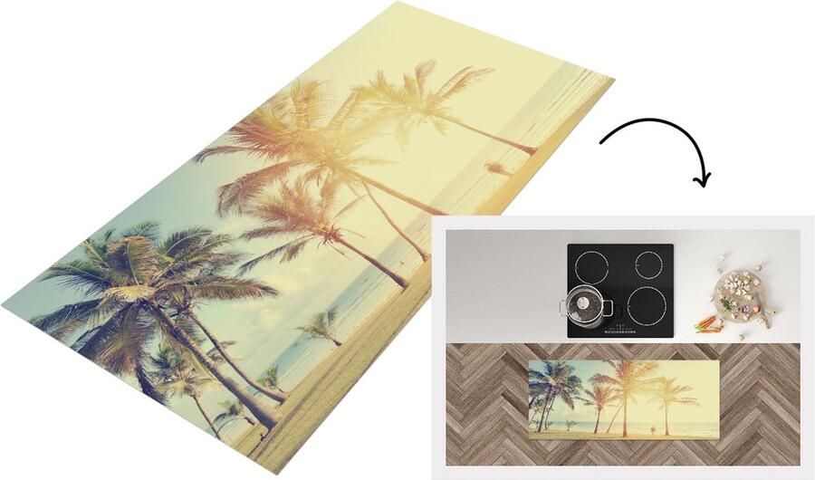 KitchenYeah Keukenloper Loper keuken Zee Palmboom Zomer Zon Strand 120x50 cm Keukenloper vinyl