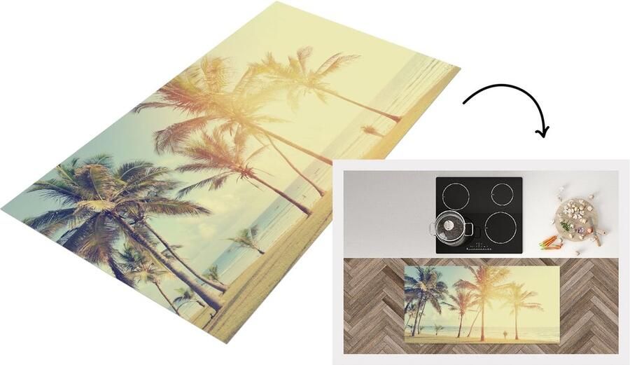 KitchenYeah Keukenloper Loper keuken Zee Palmboom Zomer Zon Strand 120x60 cm Keukenloper vinyl