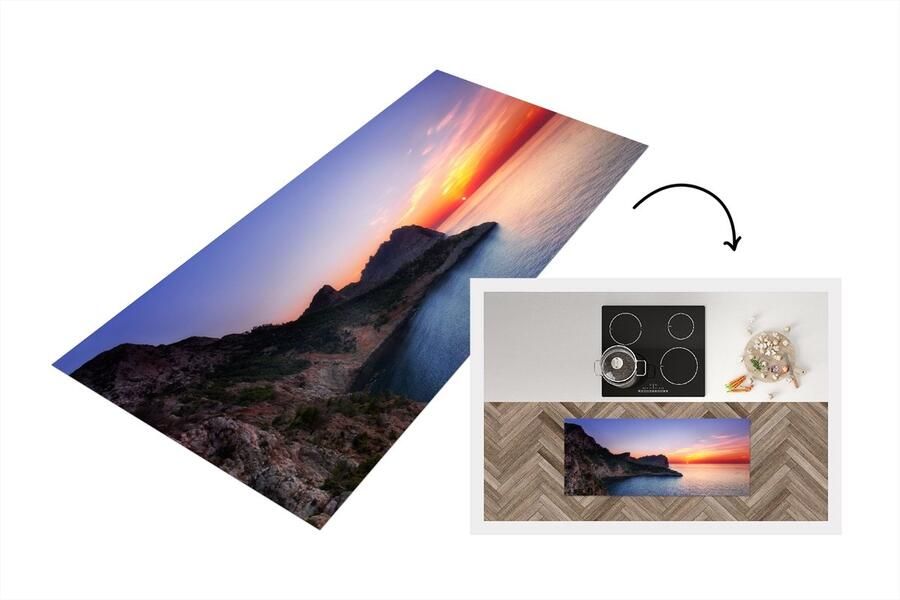 KitchenYeah Keukenloper Loper keuken Zee Rots Berg Natuur 120x50 cm Keukenloper vinyl