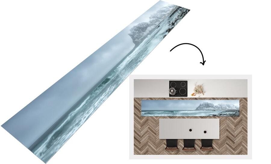 KitchenYeah Keukenloper Loper keuken Zee Steen Lucht 300x50 cm Keukenloper vinyl