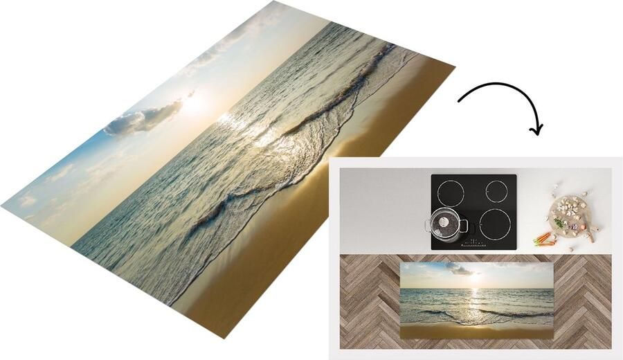 KitchenYeah Keukenloper Loper keuken Zee Zomer Strand 120x60 cm Keukenloper vinyl