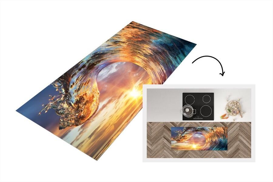 KitchenYeah Keukenloper Loper keuken Zee Zon Kleuren 120x50 cm Keukenloper vinyl