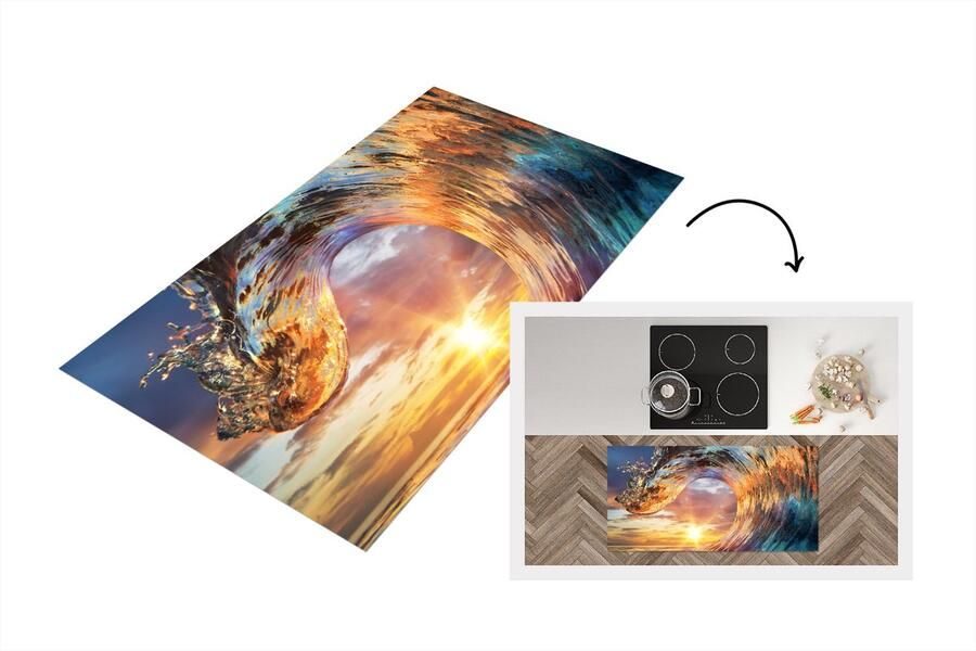 KitchenYeah Keukenloper Loper keuken Zee Zon Kleuren 120x60 cm Keukenloper vinyl