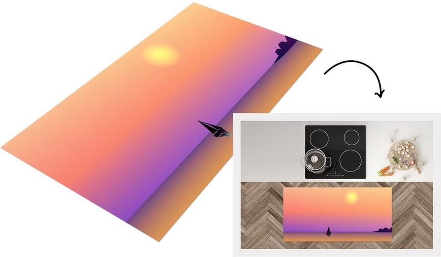 KitchenYeah Keukenloper Loper keuken Zeilboot Zee Nacht Zomer 120x60 cm Keukenloper vinyl