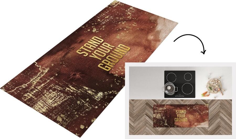 KitchenYeah Keukenloper Loper keuken Zelfvertrouwen Goud Roségoud 120x50 cm Keukenloper vinyl