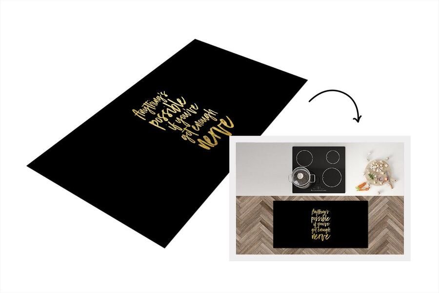 KitchenYeah Keukenloper Loper keuken Zelfvertrouwen Goud Zwart 120x60 cm Keukenloper vinyl