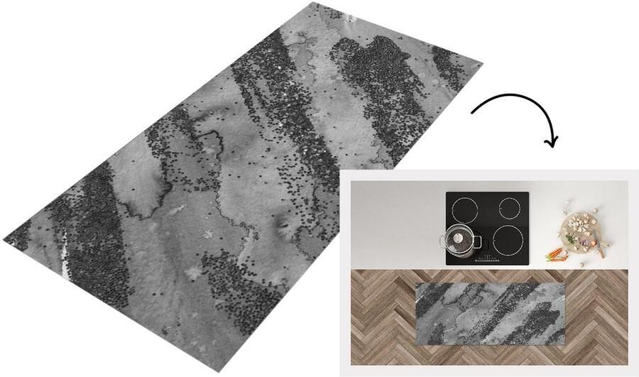 KitchenYeah Keukenloper Loper keuken Zilver Glitter Abstract 120x50 cm Keukenloper vinyl