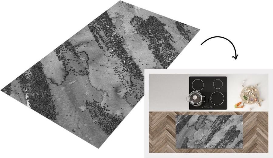 KitchenYeah Keukenloper Loper keuken Zilver Glitter Abstract 120x60 cm Keukenloper vinyl