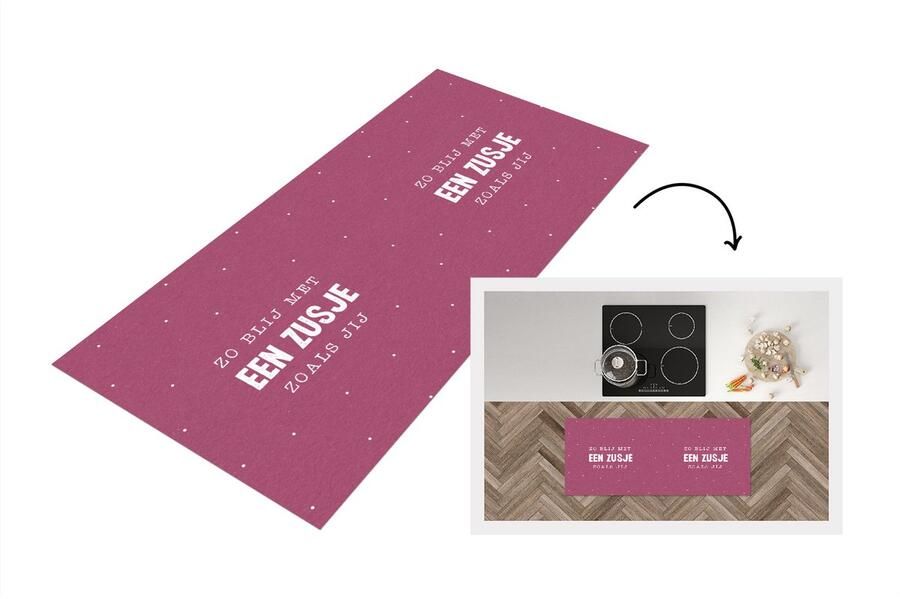 KitchenYeah Keukenloper Loper keuken Zo blij met een zusje zoals jij Zusje Quotes Spreuken Zussen Broers 120x50 cm Keukenloper vinyl