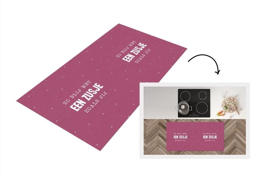 KitchenYeah Keukenloper Loper keuken Zo blij met een zusje zoals jij Zusje Quotes Spreuken Zussen Broers 120x60 cm Keukenloper vinyl